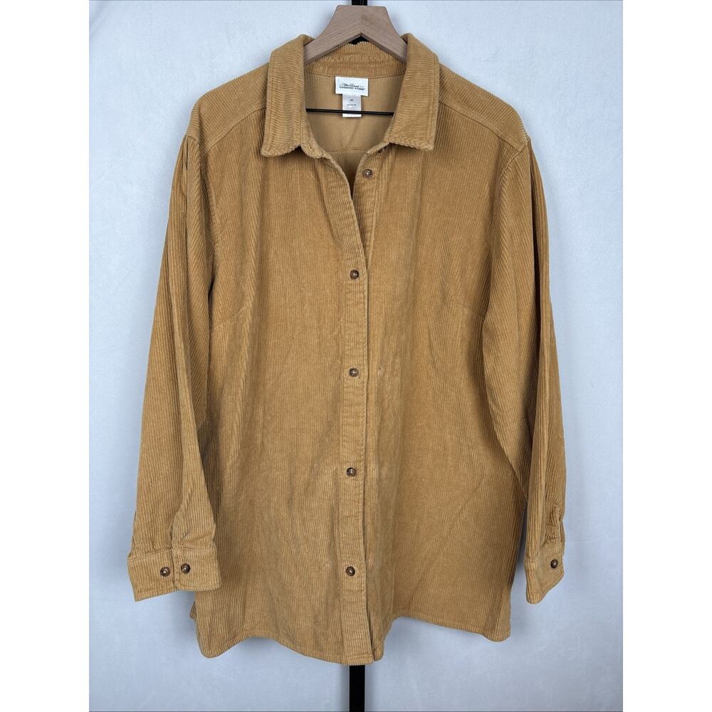 Vermont Country Store Corduroy Button Up Shirt Women's 2X Brown Cotton Shacket